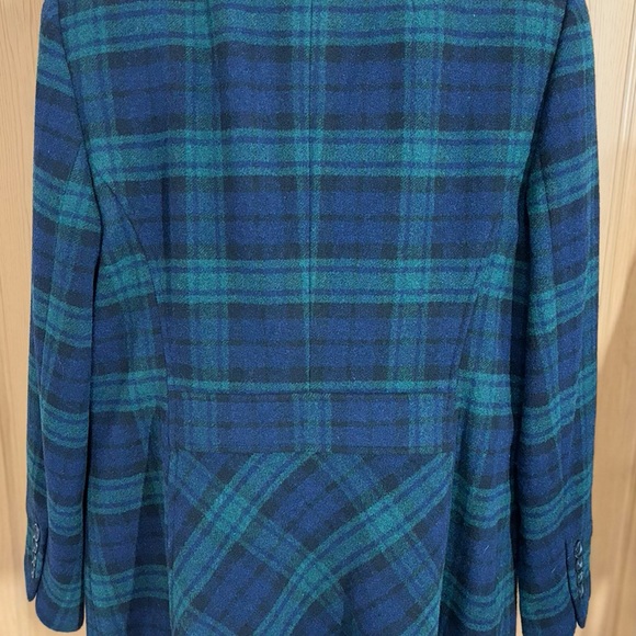 Talbots Green Blue Plaid Tartan Blazer 3 Button Up Wool Womens Jacket Sz14 - Picture 2 of 7